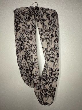 Beige Horse Print Infinity Scarf